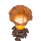 Meyda Lighting Amber Pond Lily 8" Mahogany Bronze Victorian Mini Table Lamp With Amber Shade Glass