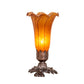 Meyda Lighting Amber Pond Lily 8" Mahogany Bronze Victorian Mini Table Lamp With Amber Shade Glass