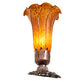 Meyda Lighting Amber Pond Lily 8" Mahogany Bronze Victorian Mini Table Lamp With Amber Shade Glass