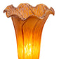 Meyda Lighting Amber Pond Lily 8" Mahogany Bronze Victorian Mini Table Lamp With Amber Shade Glass