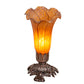 Meyda Lighting Amber Pond Lily 8" Mahogany Bronze Victorian Mini Table Lamp With Amber Shade Glass