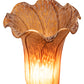 Meyda Lighting Amber Tiffany Pond Lily 13" Antique Brass Twin Cherub Table Lamp With Amber Shade Glass