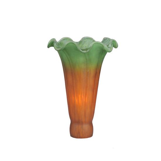 Meyda Lighting Amber/Green Pond Lily 4" Amber & Green Shade Glass