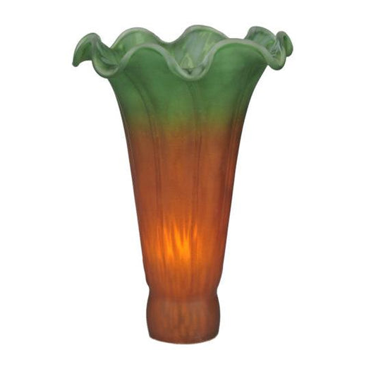 Meyda Lighting Amber/Green Pond Lily 4" Amber & Green Shade Glass