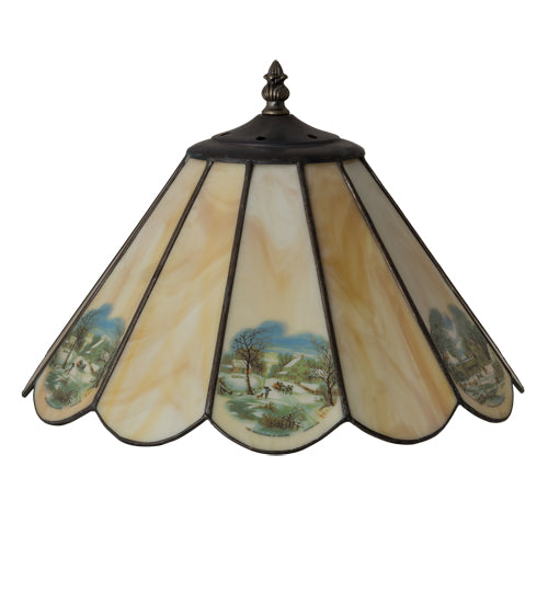 Meyda Lighting Americana 13" Spectrum Beige & Currier With Ives Shade Glass