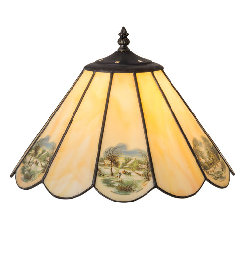 Meyda Lighting Americana 13" Spectrum Beige & Currier With Ives Shade Glass
