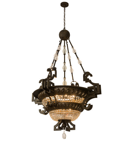 Meyda Lighting Amphora 48" 8-Light Mottled Gold Pendant Light With Crystal Shade Glass
