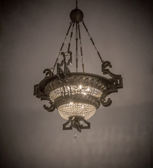 Meyda Lighting Amphora 48" 8-Light Mottled Gold Pendant Light With Crystal Shade Glass