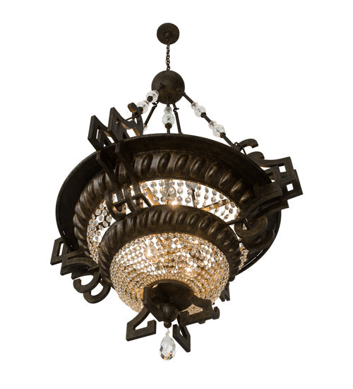 Meyda Lighting Amphora 48" 8-Light Mottled Gold Pendant Light With Crystal Shade Glass