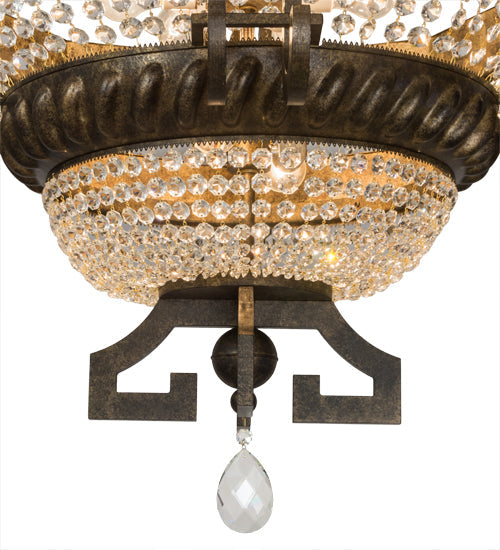 Meyda Lighting Amphora 48" 8-Light Mottled Gold Pendant Light With Crystal Shade Glass