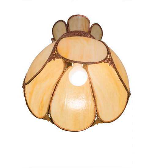 Meyda Lighting Anabelle 13" Raw Copper Pendant Light With Beige Art Shade Glass