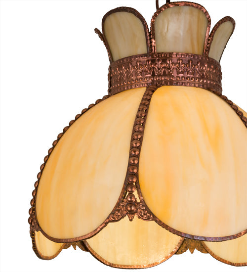 Meyda Lighting Anabelle 13" Raw Copper Pendant Light With Beige Art Shade Glass
