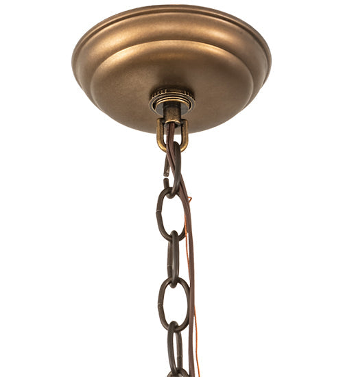 Meyda Lighting Anabelle 18" Craftsman Brown Highlighted Pendant Light With Beige Art Shade Glass