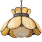 Meyda Lighting Anabelle 18" Craftsman Brown Highlighted Pendant Light With Beige Art Shade Glass