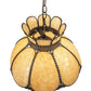 Meyda Lighting Anabelle 18" Craftsman Brown Highlighted Pendant Light With Beige Art Shade Glass