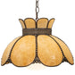 Meyda Lighting Anabelle 18" Craftsman Brown Highlighted Pendant Light With Beige Art Shade Glass