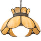 Meyda Lighting Anabelle 18" Craftsman Brown Highlighted Pendant Light With Beige Art Shade Glass