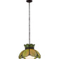 Meyda Lighting Anabelle 18" Craftsman Brown Pendant Light With Avocado Art Shade Glass