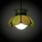 Meyda Lighting Anabelle 18" Craftsman Brown Pendant Light With Avocado Art Shade Glass