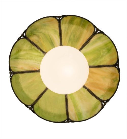 Meyda Lighting Anabelle 18" Craftsman Brown Pendant Light With Avocado Art Shade Glass