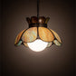 Meyda Lighting Anabelle 18" Craftsman Brown Pendant Light With Jade Purple Art Shade Glass
