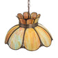 Meyda Lighting Anabelle 18" Craftsman Brown Pendant Light With Jade Purple Art Shade Glass