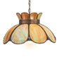 Meyda Lighting Anabelle 18" Craftsman Brown Pendant Light With Jade Purple Art Shade Glass