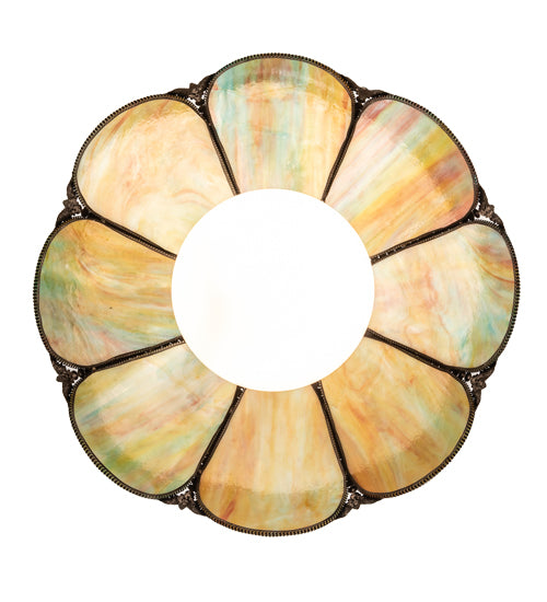 Meyda Lighting Anabelle 18" Craftsman Brown Pendant Light With Jade Purple Art Shade Glass