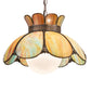 Meyda Lighting Anabelle 18" Craftsman Brown Pendant Light With Jade Purple Art Shade Glass