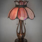 Meyda Lighting Anabelle 259883 26" 2-Light Mahogany Bronze Table Lamp With Pink Iridescent Shade Glass