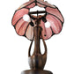 Meyda Lighting Anabelle 259883 26" 2-Light Mahogany Bronze Table Lamp With Pink Iridescent Shade Glass