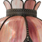 Meyda Lighting Anabelle 26" 2-Light Mahogany Bronze Table Lamp With Pink Iridescent Shade Glass