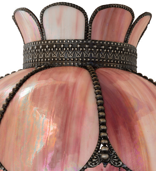 Meyda Lighting Anabelle 26" 2-Light Mahogany Bronze Table Lamp With Pink Iridescent Shade Glass