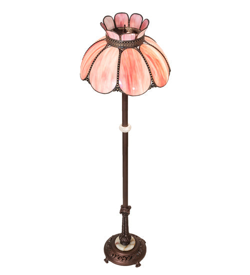 Meyda Lighting Anabelle 62" 3-Light Mahogany Bronze Floor Lamp With Pink Iridescent Shade Glass