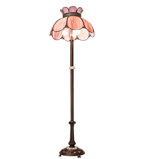 Meyda Lighting Anabelle 62" 3-Light Mahogany Bronze Floor Lamp With Pink Iridescent Shade Glass