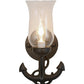 Meyda Lighting Anchor 6" Wrought Iron Wall Sconce With Clear Shade Glass