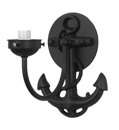 Meyda Lighting Anchor 6" Wrought Iron Wall Sconce With Clear Shade Glass