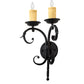 Meyda Lighting Andorra 11" 2-Light Blackwash Wall Sconce With Ivory Faux Candlelight