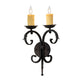 Meyda Lighting Andorra 11" 2-Light Blackwash Wall Sconce With Ivory Faux Candlelight