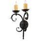 Meyda Lighting Andorra 11" 2-Light Blackwash Wall Sconce With Ivory Faux Candlelight