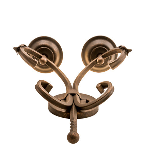 Meyda Lighting Andorra 11" 2-Light Gilded Tobacco Wall Sconce With Ivory Faux Candlelight