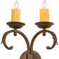 Meyda Lighting Andorra 11" 2-Light Gilded Tobacco Wall Sconce With Ivory Faux Candlelight