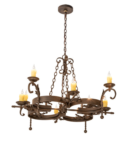 Meyda Lighting Andorra 199184 42" 8-Light Classic Rust Chandelier With Ivory Faux Candlelight