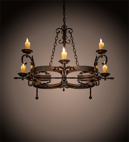 Meyda Lighting Andorra 199184 42" 8-Light Classic Rust Chandelier With Ivory Faux Candlelight
