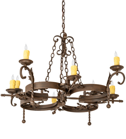 Meyda Lighting Andorra 199184 42" 8-Light Classic Rust Chandelier With Ivory Faux Candlelight