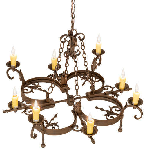 Meyda Lighting Andorra 199184 42" 8-Light Classic Rust Chandelier With Ivory Faux Candlelight