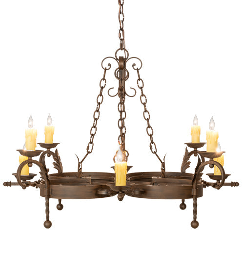 Meyda Lighting Andorra 199184 42" 8-Light Classic Rust Chandelier With Ivory Faux Candlelight