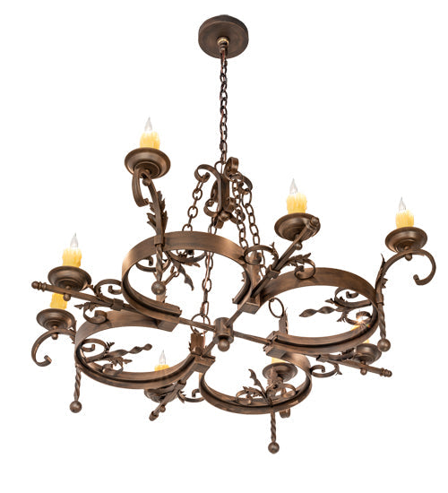 Meyda Lighting Andorra 199184 42" 8-Light Classic Rust Chandelier With Ivory Faux Candlelight