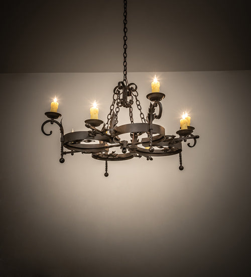 Meyda Lighting Andorra 42" 8-Light Chestnut Chandelier With Ivory Faux Candlelight