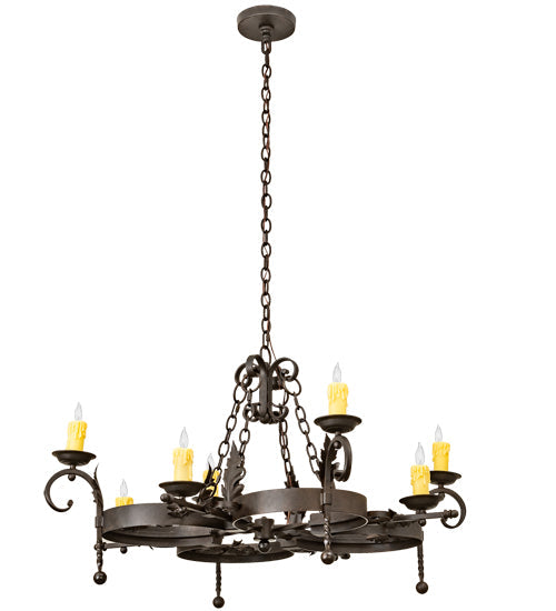 Meyda Lighting Andorra 42" 8-Light Chestnut Chandelier With Ivory Faux Candlelight
